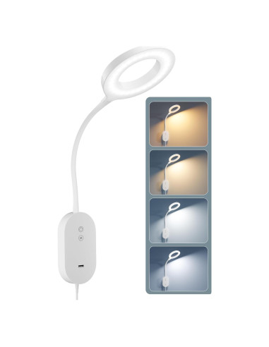 Lámpara de Lectura de Pared TOPMB con USB 10W y 4 Modos