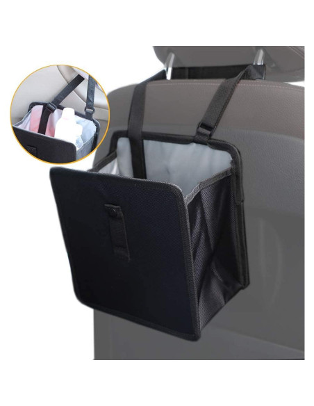 Basurero de Coche Plegable Power Tiger 7L Impermeable Negro Basurero de Coche Plegable Power Tiger 7L Impermeable Negro