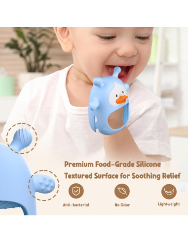 Set de 2 Mitones de Dentición para Bebés Silicona Grado Alimenticio