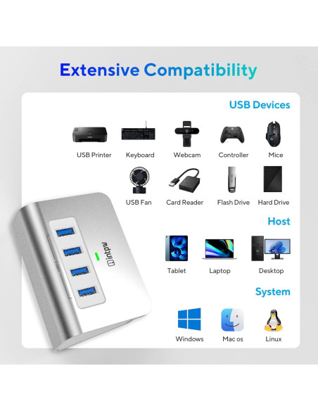Hub USB 3.0 4 Puertos Aluminio Intpw 5Gbps para Laptop Hub USB 3.0 4 Puertos Aluminio Intpw 5Gbps para Laptop