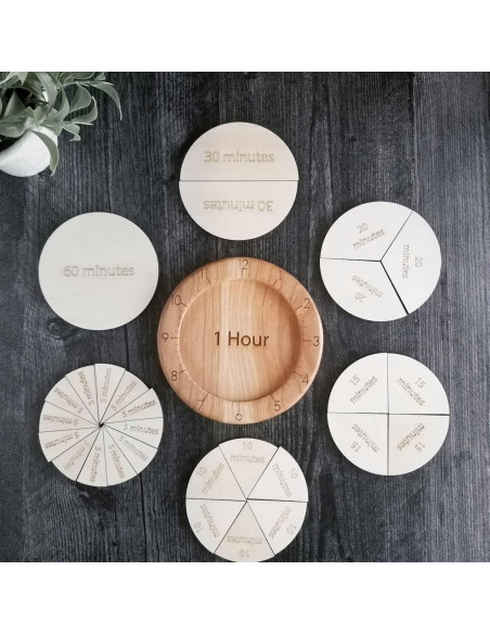 Reloj de Aprendizaje de Fracciones MerryHeart - Madera 29 Piezas Reloj de Aprendizaje de Fracciones MerryHeart - Madera 29 Piezas