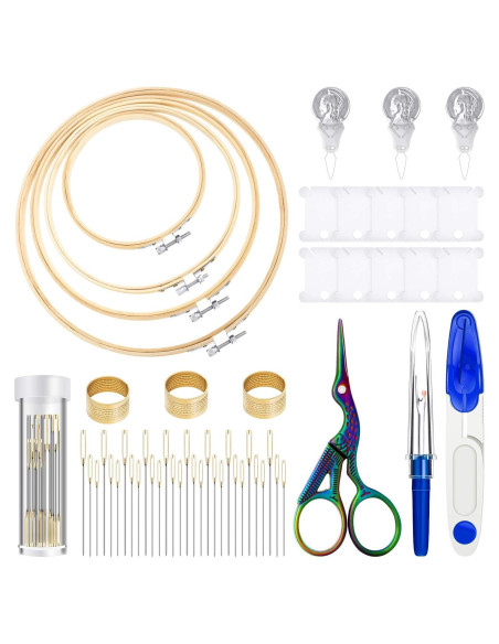 Kit de Bordado Mudder 53 Piezas con Aros y Herramientas Kit de Bordado Mudder 53 Piezas con Aros y Herramientas