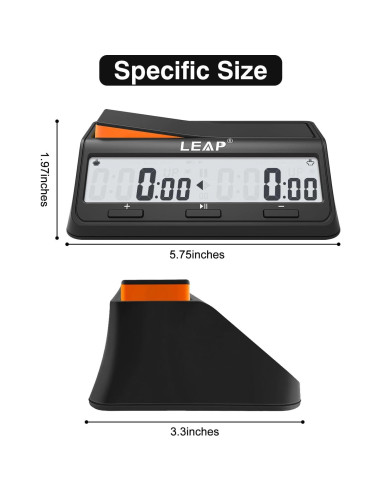 Reloj de Ajedrez Digital LEAP con Bonificación y Alarma