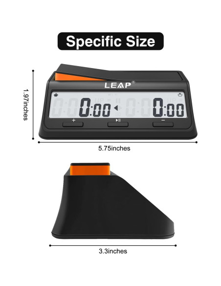 Reloj de Ajedrez Digital LEAP con Bonificación y Alarma Reloj de Ajedrez Digital LEAP con Bonificación y Alarma