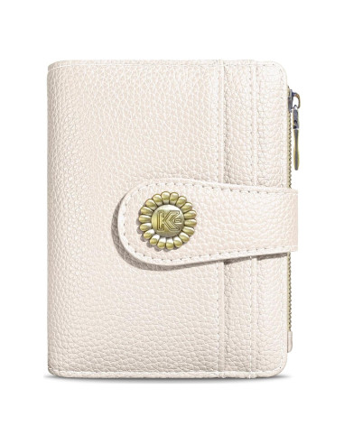 Billetera Bifold RFID Beige Kelvoris para Mujeres con Monedero