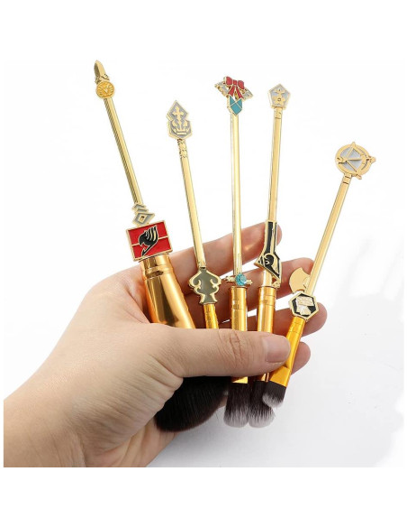 Set de Pinceles de Maquillaje Fairy Tail - 5 Piezas con Mango de Metal Set de Pinceles de Maquillaje Fairy Tail - 5 Piezas con Mango de Metal
