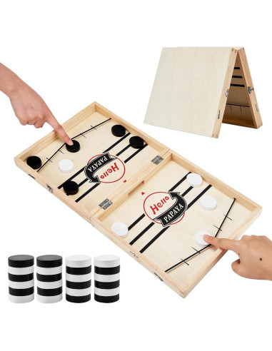 Juego de Hockey de Aire de Madera HELLO PAPAYA Mediano