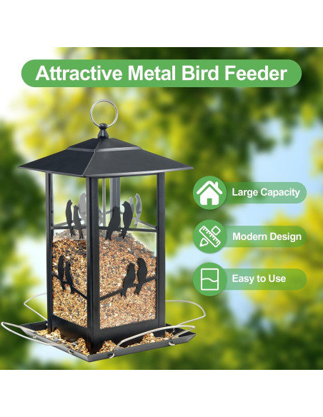 Comedero para Aves Vivace Grande Metal Colgante 1.81 kg Negro Comedero para Aves Vivace Grande Metal Colgante 1.81 kg Negro