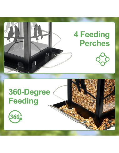 Comedero para Aves Vivace Grande Metal Colgante 1.81 kg Negro