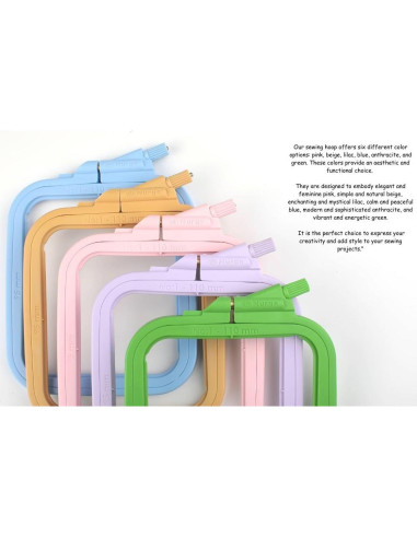 Juego de 4 Aros de Bordado Rectangulares Nurge Rosa 14.5-25 cm