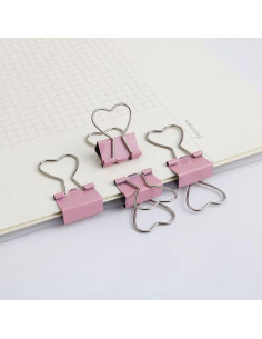Clips Metálicos en Forma de Corazón SEEK RARE - 60 Piezas Rosa 2