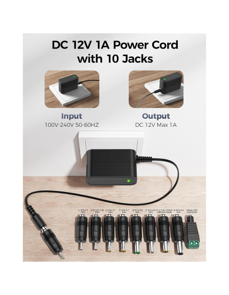 Adaptador de Corriente 12V XHUCHINMAL 1A con 10 Conectores Adaptador de Corriente 12V XHUCHINMAL 1A con 10 Conectores