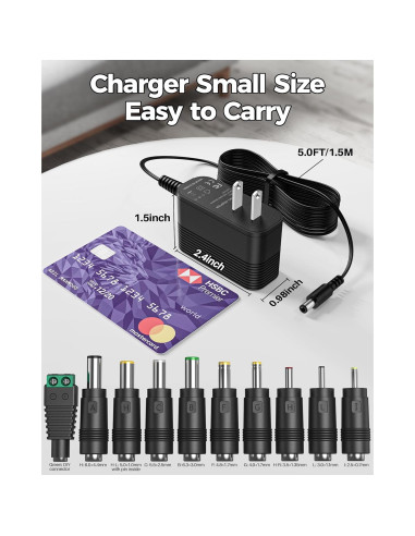 Adaptador de Corriente 12V XHUCHINMAL 1A con 10 Conectores