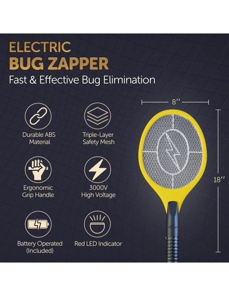 Racleta Eléctrica para Mosquitos ASISNAI - 3000 Voltios Amarillo Racleta Eléctrica para Mosquitos ASISNAI - 3000 Voltios Amarillo