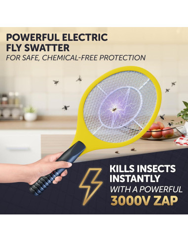 Racleta Eléctrica para Mosquitos ASISNAI - 3000 Voltios Amarillo