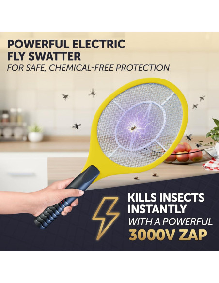 Racleta Eléctrica para Mosquitos ASISNAI - 3000 Voltios Amarillo Racleta Eléctrica para Mosquitos ASISNAI - 3000 Voltios Amarillo