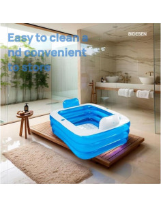 Bañera Inflable Doble Bidesen 160x120cm con Bomba y Almohada 2
