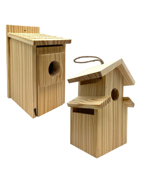 Casa de Pájaros DIY Oojami 2-Pack Madera Natural 25 cm Casa de Pájaros DIY Oojami 2-Pack Madera Natural 25 cm