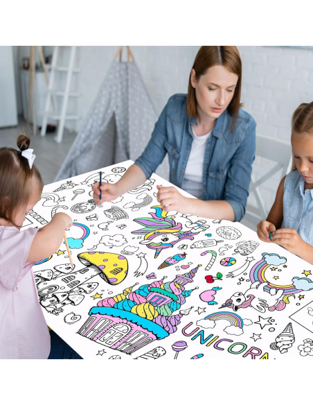 Póster Gigante para Colorear Unicornios Leezead 182.88x76.2cm Póster Gigante para Colorear Unicornios Leezead 182.88x76.2cm