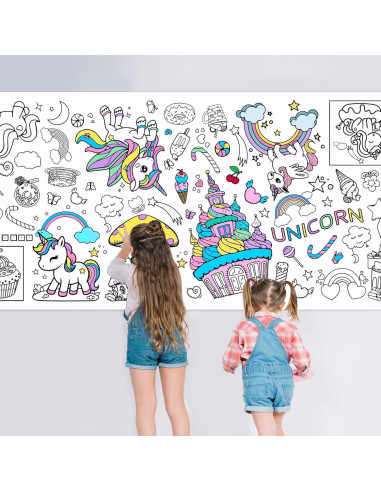 Póster Gigante para Colorear Unicornios Leezead 182.88x76.2cm