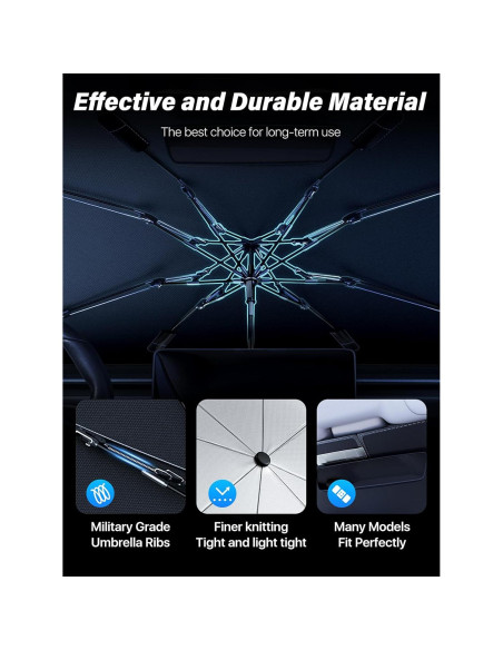 Sombrilla para Parabrisas TrySpace - Plateada, Ajuste Universal 135 cm Sombrilla para Parabrisas TrySpace - Plateada, Ajuste Universal 135 cm