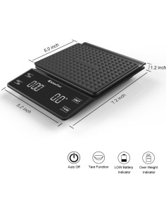 Báscula de Café KitchenTour EK6002 3kg/0.1g con Temporizador 2