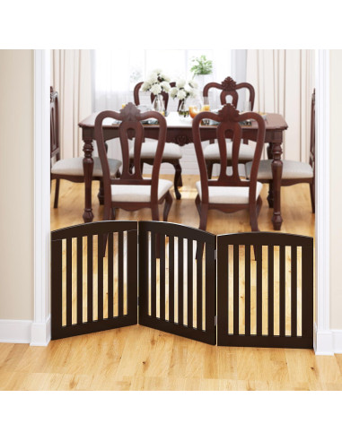 Puerta Plegable para Mascotas PAWLAND 61 cm Espresso 3 Paneles