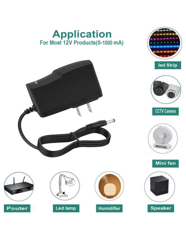 Adaptador de Alimentación 12V 1A YOOFONE AC a DC 100-240V