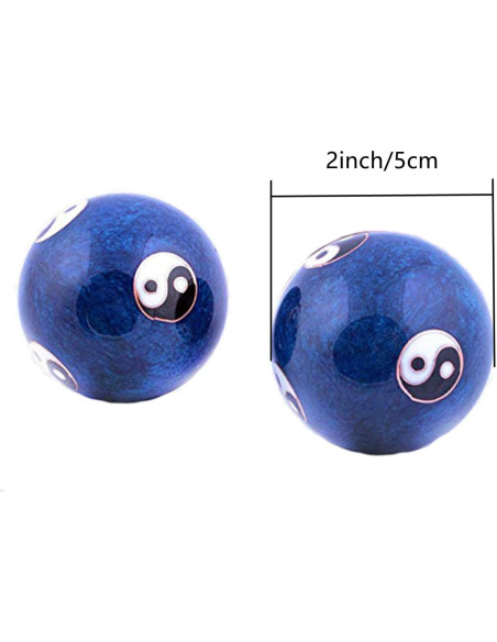 Bolas de Ejercicio Saludables XMHF Baoding Cloisonne 50mm Azul 2Pcs Bolas de Ejercicio Saludables XMHF Baoding Cloisonne 50mm Azul 2Pcs