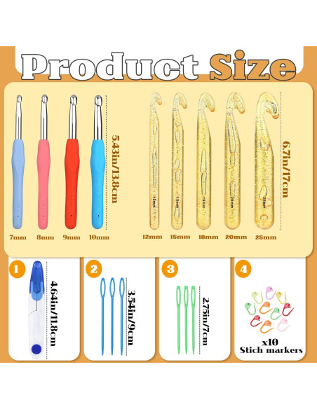 Juego de Ganchillos Ergonómicos JUPEAN 27 Piezas con Estuche Juego de Ganchillos Ergonómicos JUPEAN 27 Piezas con Estuche