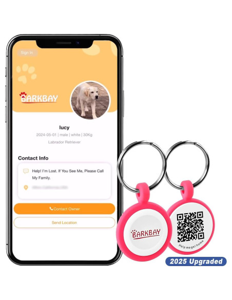 Etiqueta de Identificación Inteligente BARKBAY Rosa QR 2025 Etiqueta de Identificación Inteligente BARKBAY Rosa QR 2025
