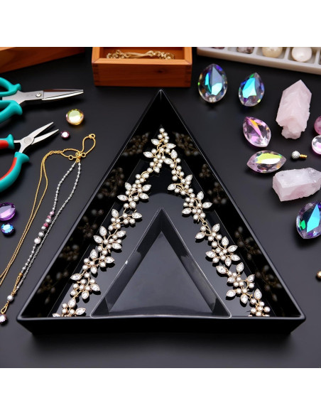 Juego de 10 bandejas triangulares de plástico negro para manualidades Juego de 10 bandejas triangulares de plástico negro para manualidades