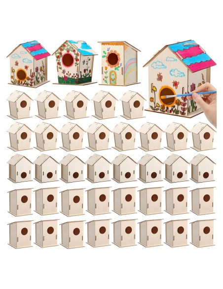 Kit de Manualidades para Niños DoubleFill - 48 Casas para Aves de Madera Kit de Manualidades para Niños DoubleFill - 48 Casas para Aves de Madera