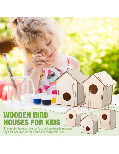 Kit de Manualidades para Niños DoubleFill - 48 Casas para Aves de Madera