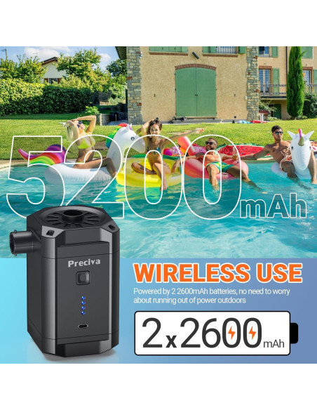 Bomba de Aire Eléctrica Preciva WQ-021 4kPa 5200mAh Portátil Bomba de Aire Eléctrica Preciva WQ-021 4kPa 5200mAh Portátil