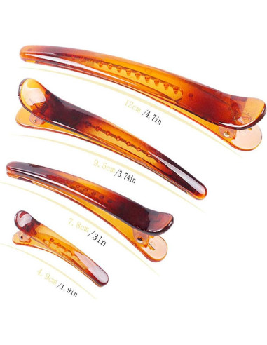 Clip de Pelo Profesional Fodattm 12PCS Antideslizante 4.83cm Marrón