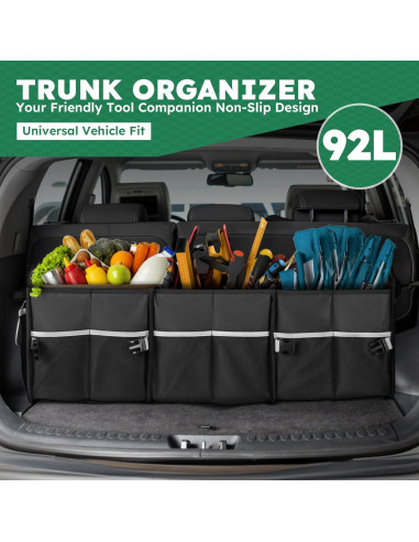 Organizador de Maletero Tonmifr 92L Plegable para SUV y Coche