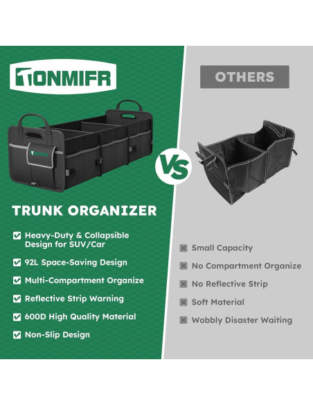 Organizador de Maletero Tonmifr 92L Plegable para SUV y Coche Organizador de Maletero Tonmifr 92L Plegable para SUV y Coche