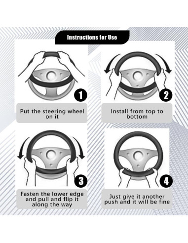 Cubierta de Volante de Coche HQRNYP 38cm Cuero Antideslizante Gris