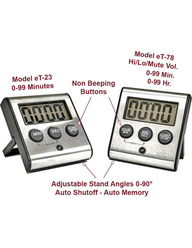 Temporizador Digital de Cocina eTradewinds eT-23 Acero Inoxidable