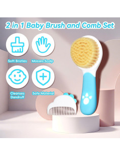 Juego de Cepillo y Peine para Bebés Azul - Cuidado Suave 2
