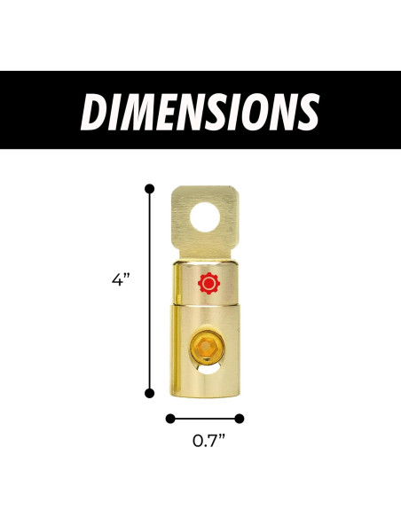 Juego de terminales de anillo de batería InstallGear 1/0 AWG - Paquete de 4 Juego de terminales de anillo de batería InstallGear 1/0 AWG - Paquete de 4