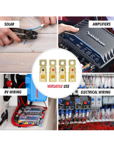 Juego de terminales de anillo de batería InstallGear 1/0 AWG - Paquete de 4