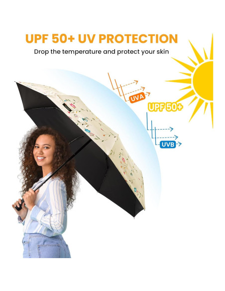 Paraguas Prospo UV 50+ Compacto 116.84 cm Auto Abrir Cerrar Paraguas Prospo UV 50+ Compacto 116.84 cm Auto Abrir Cerrar