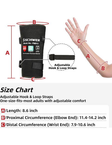 Mangas de brazo Schwer PM915 A9 - Protección contra cortes 20.32 cm Mangas de brazo Schwer PM915 A9 - Protección contra cortes 20.32 cm