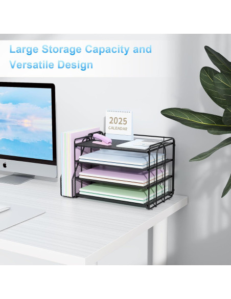Organizador de Escritorio Spacrea Negro con 4 Bandejas y Archivos Organizador de Escritorio Spacrea Negro con 4 Bandejas y Archivos