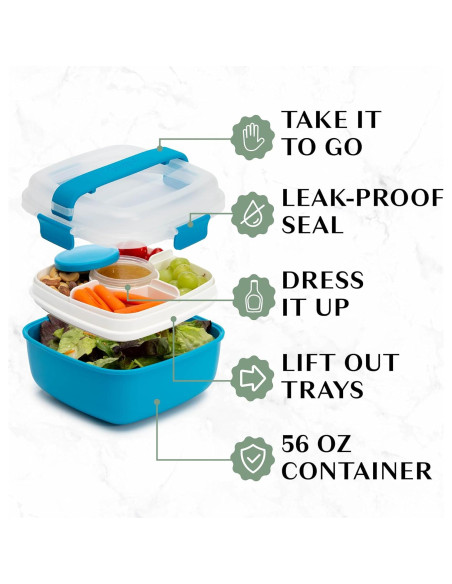 Contenedor de Almuerzo Goodful 1.6L Azul a Prueba de Fugas Contenedor de Almuerzo Goodful 1.6L Azul a Prueba de Fugas