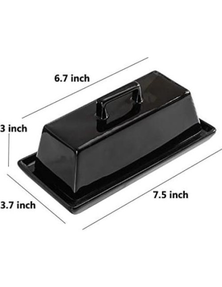 Plato de Mantequilla Porcelana Sizikato Negro 19 cm con Tapa Plato de Mantequilla Porcelana Sizikato Negro 19 cm con Tapa
