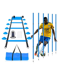 Kit de Entrenamiento de Agilidad YGORETCH - 6m Escalera, 6 Postes, 10 Conos