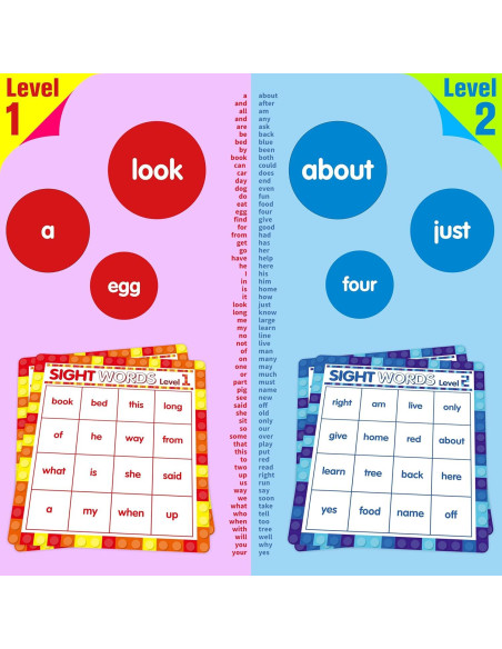 Juego de Bingo de Palabras de Vista SpriteGru - 120 Fichas Educativas Juego de Bingo de Palabras de Vista SpriteGru - 120 Fichas Educativas